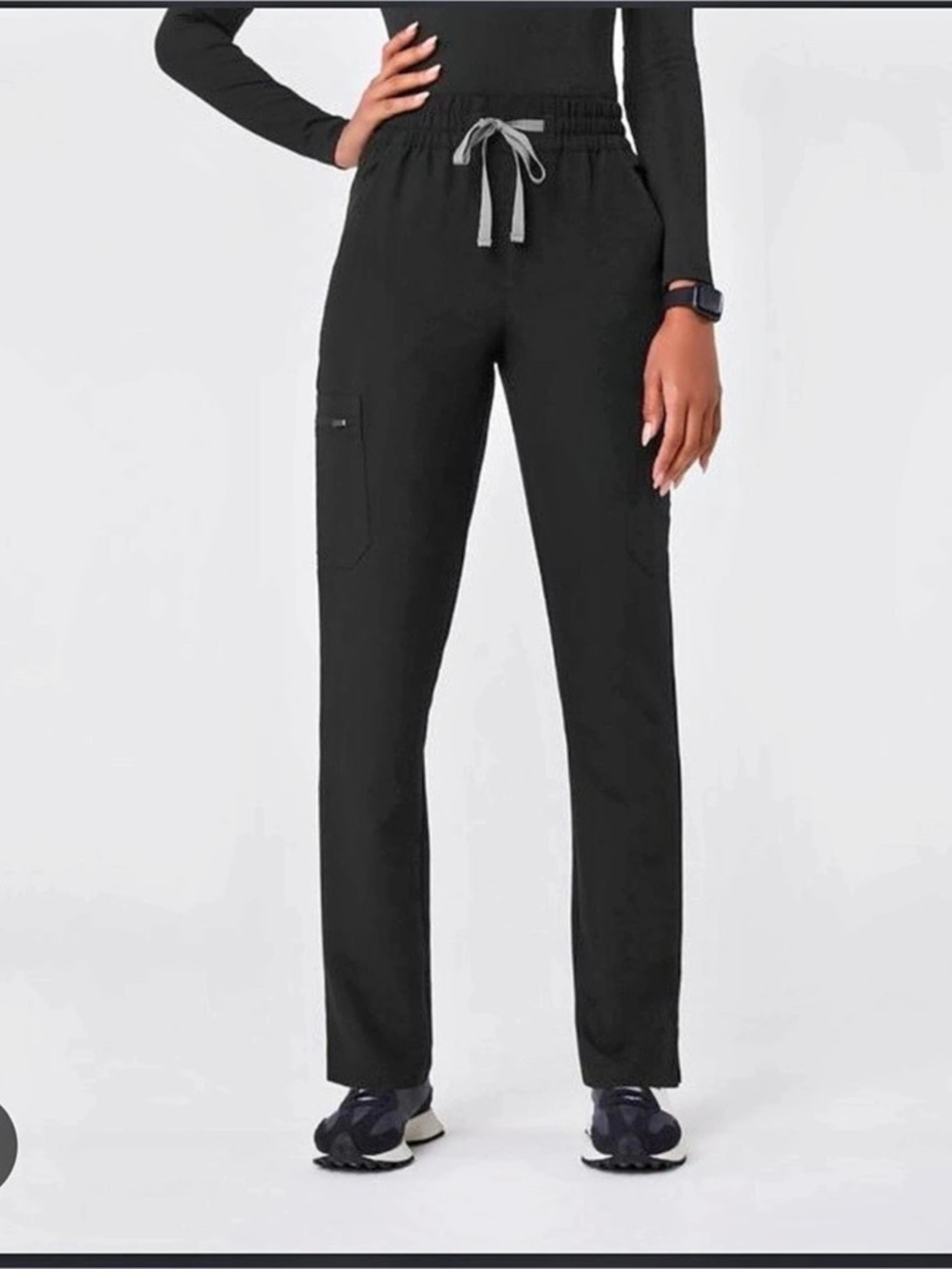 FIGS Dowa High-Rise Straight-Leg Scrub Pant Black small tall